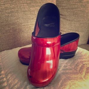 Dansko Patent Red Clogs